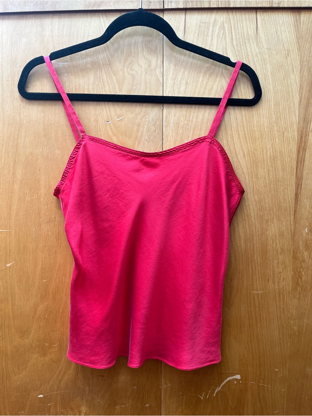 Vintage 100% Silk Sweetheart Neckline Red Camisole Top